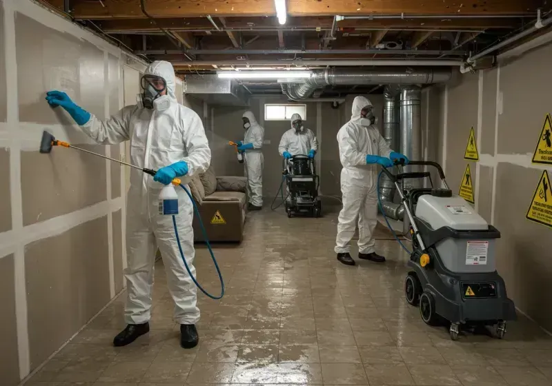 Basement Moisture Removal and Structural Drying process in Hartshorne, OK